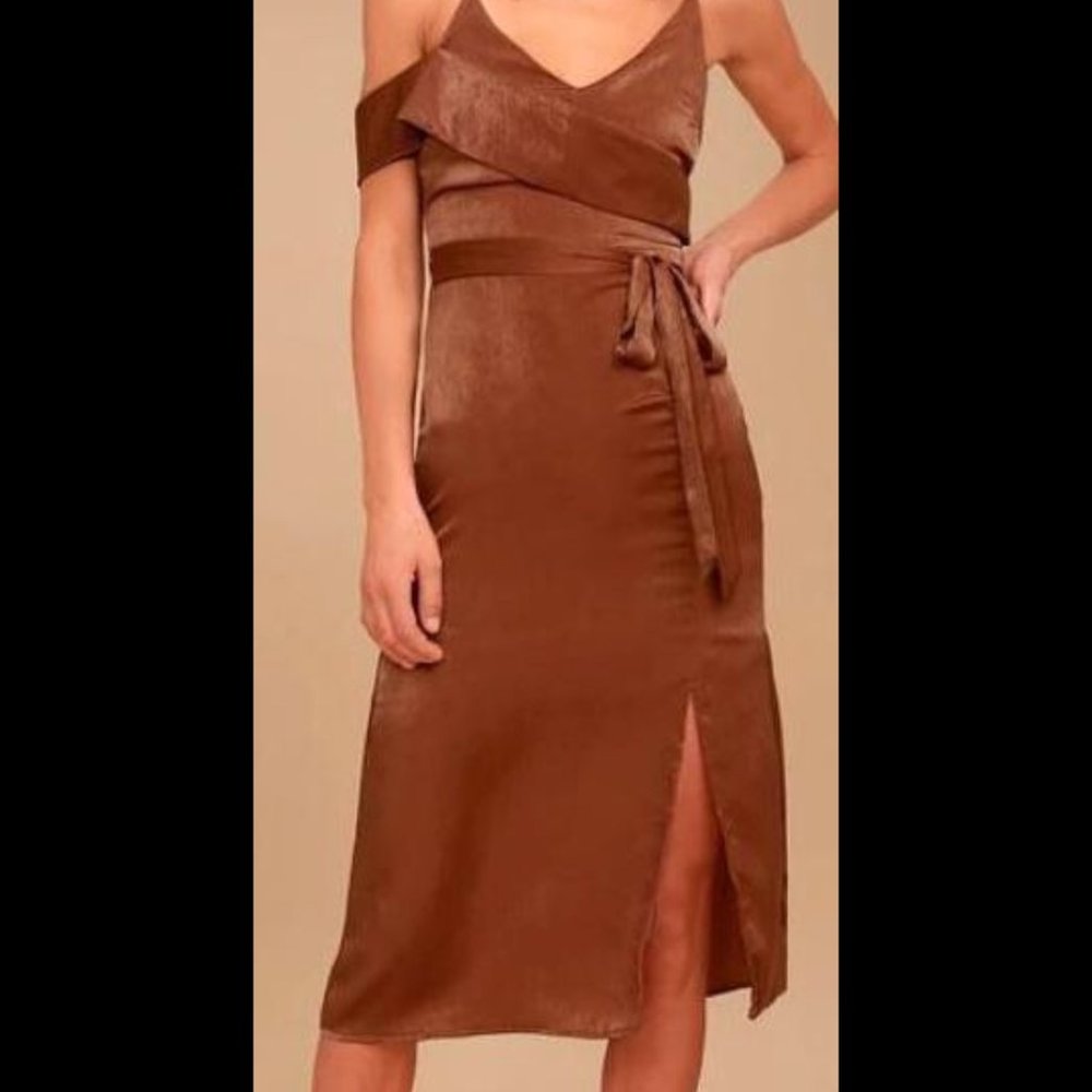 SILKY - MIDI DRESS - RUST/ORANGE - ONE ARM STRAP